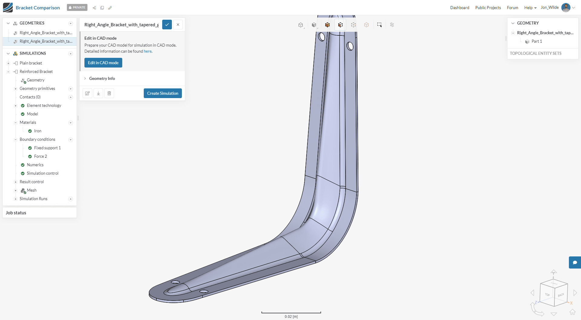 support bracket imported in simscsale