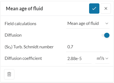 settings panel for mean age of fluid result control item under field calculations 
