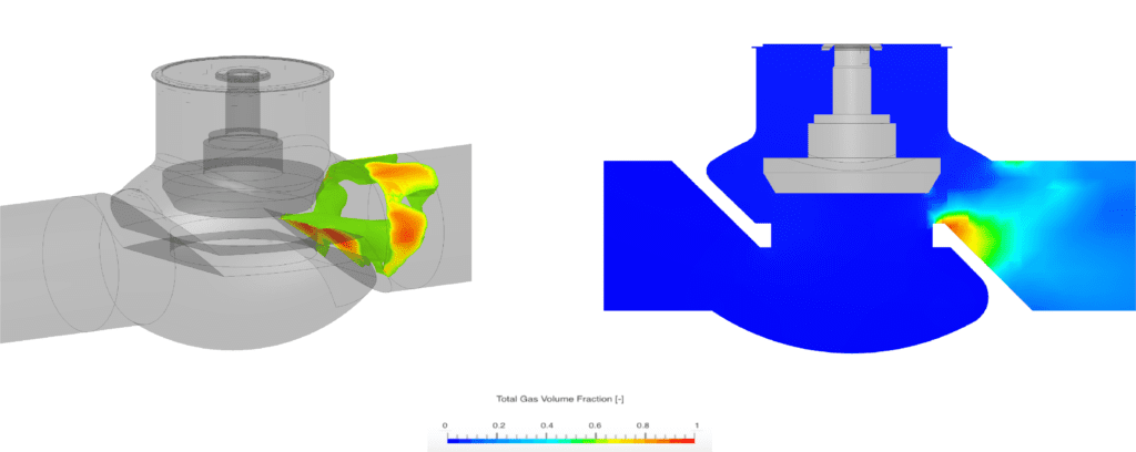 visualization of cavitation measured by the gas volume fraction