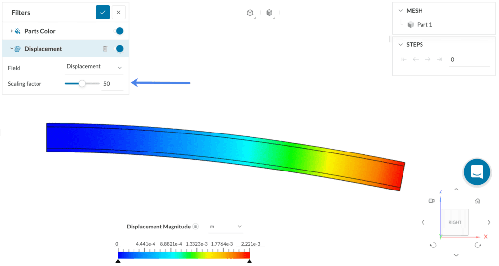 steps on how to scale displacement to view deformed shape