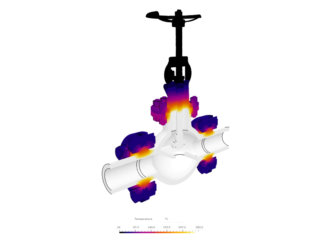 Thermomechanical (thermal sock) analysis of a glove valve using simulation