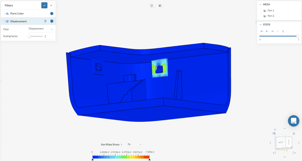 von mises stress visualization for the enclosure snap-fit model