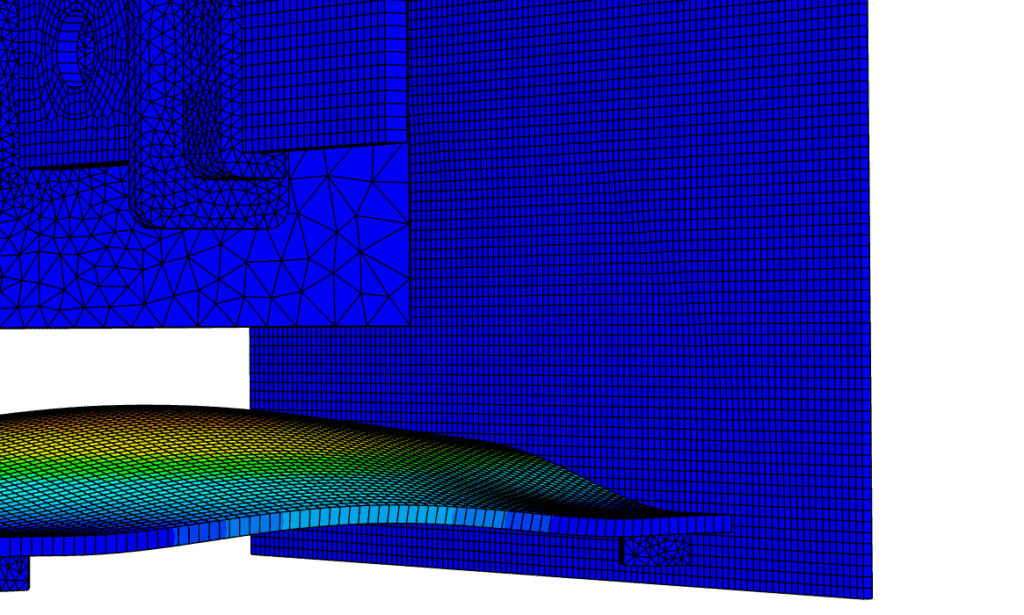 visualization of stresses within one of the solid parts. At least one of which is using the new ‘thin mesh option’