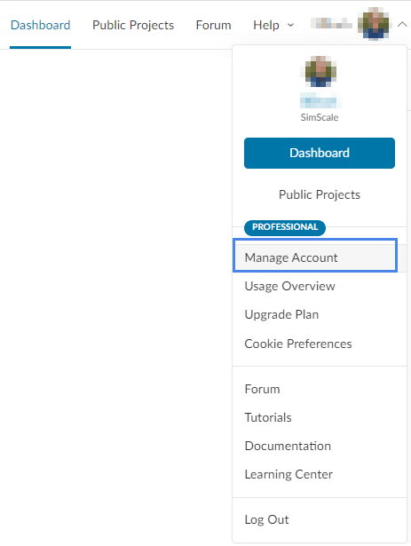 Manage Account by Opening Manage Account