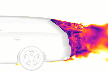 Aerodynamic flow behind a car showing formation of wakes