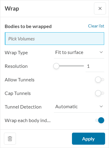 wrap feature in cad mode