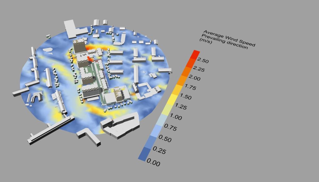 wind speed results from simscale visualized in rhino grasshopper