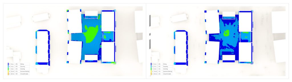 podium with and without mitigation measure