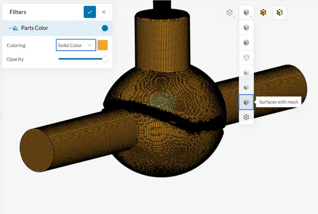 parts color surface with mesh simscale online post-processor