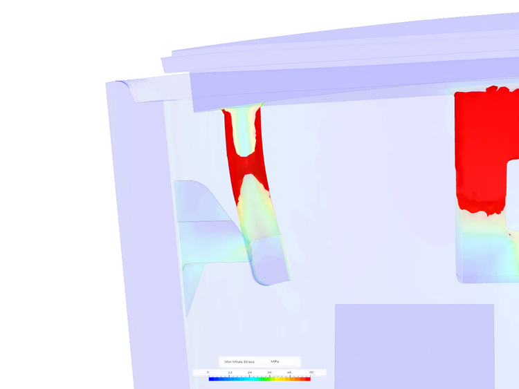 simulation image of von Mises stress distribution in snaps of an enclosure