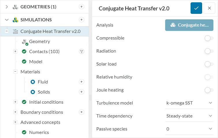 global settings conjugate heat transfer analysis