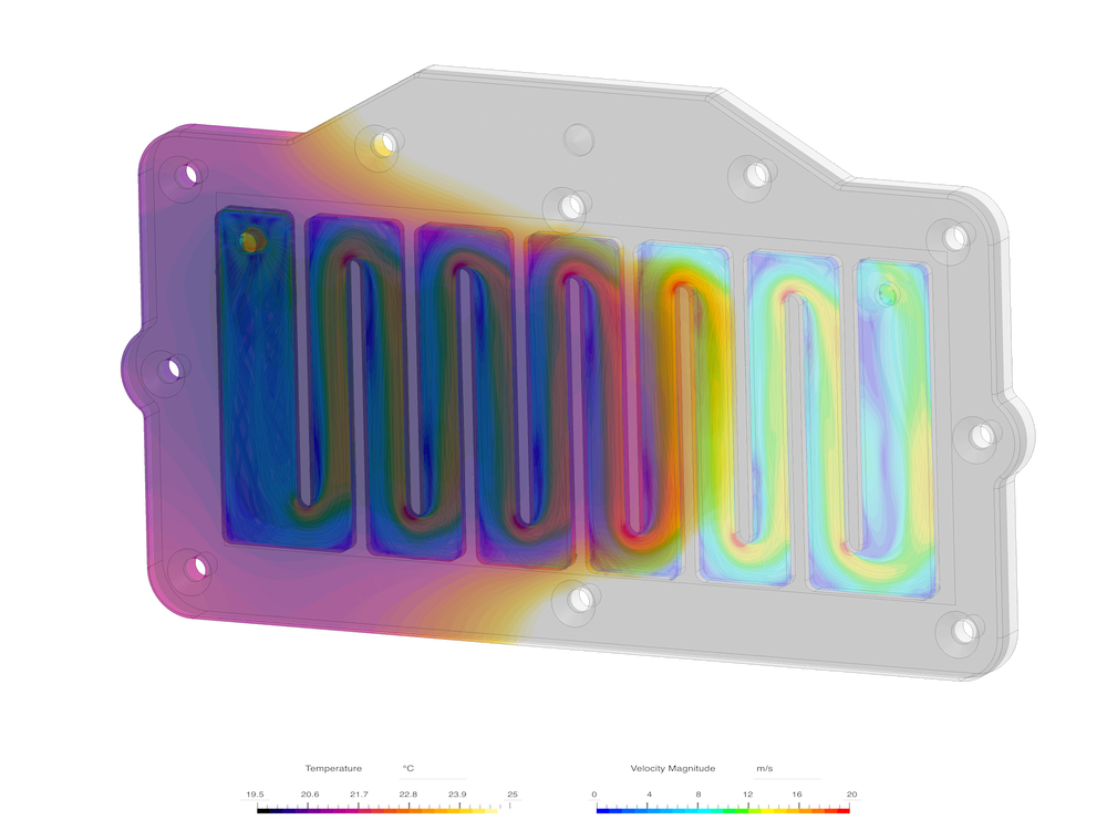 Hydrogen fuel cell simulation of a cooling plate in SimScale
