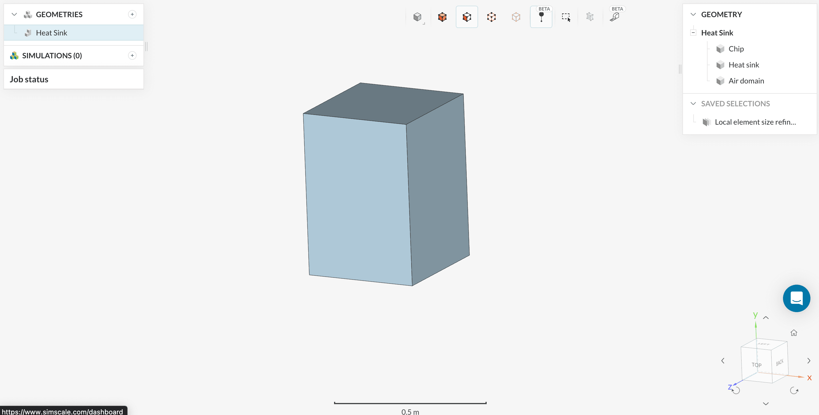 heat sink geometry for standard mesh tutorial project