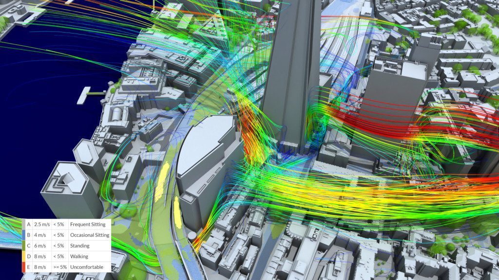 downdraft effect against the shard facade london wind microclimate