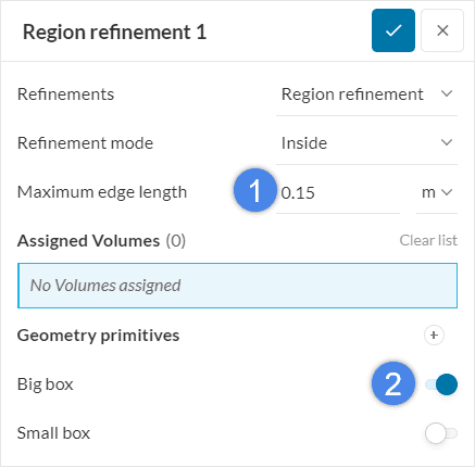 setting a region refinement with a maximum length for the big cartesian box 