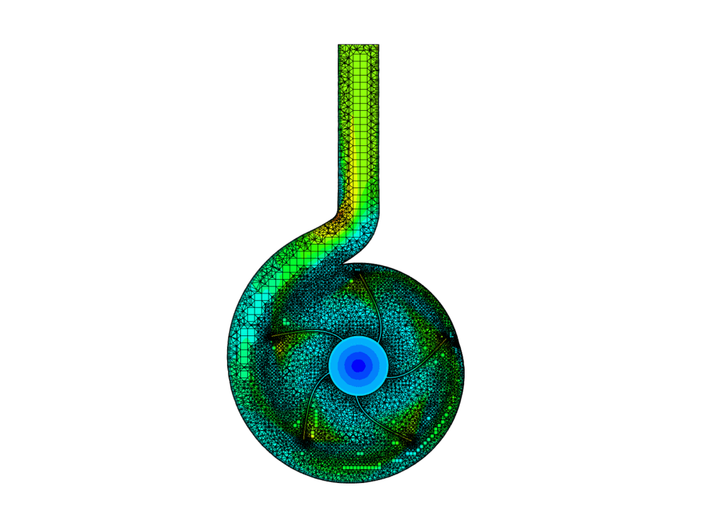 mesh visualization of a centrifugal pump in SimScale