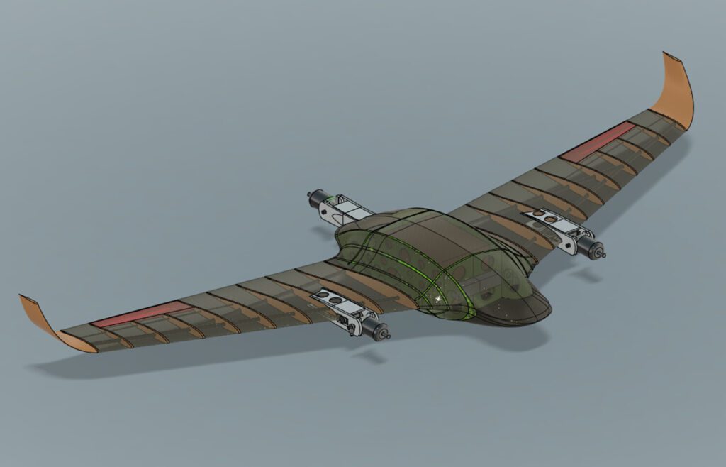 CAD design of a VTOL design of a medical delivery drone