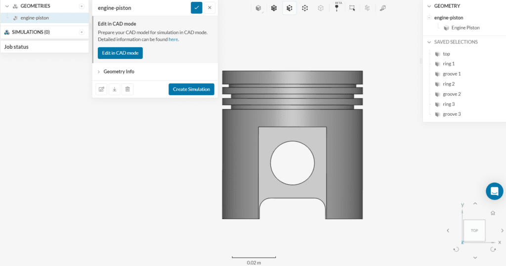 workbench view with piston model for thermomechanical analysis tutorial