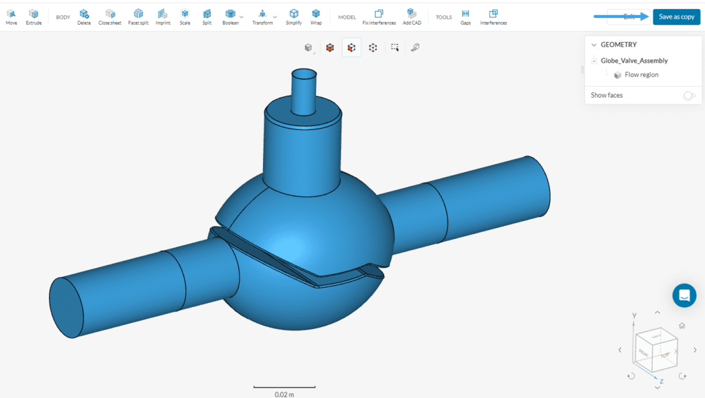 exporting the cad model to the Workbench from CAD mode in simscale
