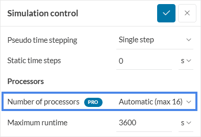 simulation control settings to show users how to assign number of cores to manage core hours